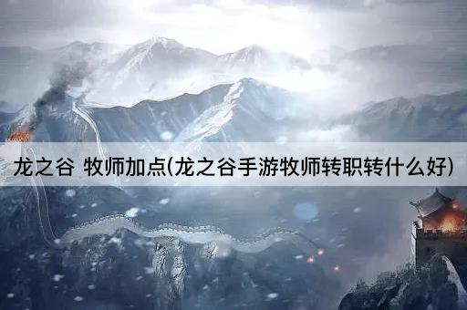 龙之谷 牧师加点(龙之谷手游牧师转职转什么好)